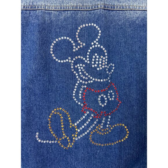 Vintage Disney Direct Denim Jacket Womens XL Mickey Mouse Rhinestone Distressed - Picture 4 of 11